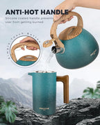 POLIVIAR Tea Kettle, 2.7 Quart Stovetop Tea Kettle, Audible Whistling Teapot with Crackle Finish, Food Grade Stainless Steel for Anti-Rust, Anti Hot Handle, Suitable for All Heat Sources (JX2023-LYD)