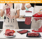 Adjustable 3 Thickness Meat Tenderizer Attachment for Kitchenaid Mixers, Dishwasher Safe Durable Metal Housing & Plastic Rollers/Gears Accessories-White