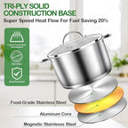 Cooking Pot, Stainless Steel Stock Pot, Soup Pot with Glass Lid, Induction Pots - 8 Quart