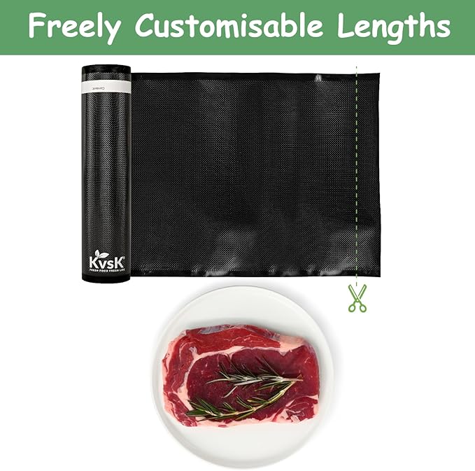 Black Clear Vacuum Seal Rolls Bags - 11" x 16.4 ' 3 Pack, 3.6mil+10mil Thickened Commercial Grade Roll For Food Storage, BPA Free & Prevent Freezer Burns