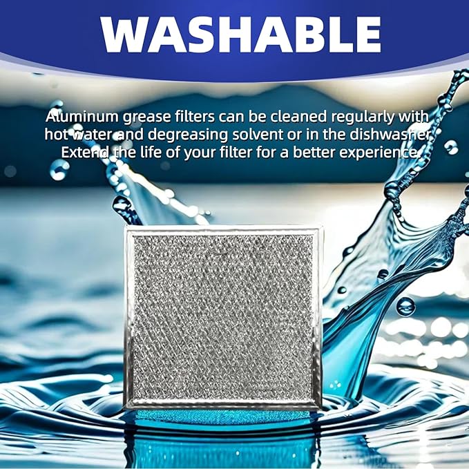 WB02X11534 Filter Replacement For G.E Microwave Oven Aluminum Grease Filter 6-3/8 x 6-3/4 x 3/32 In 2-Pack