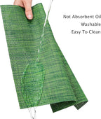 Myir JUN Placemats Set of 8, Vinyl Woven Placemats Place Mats Indoor Set of 8 Washable Table Mats Non-Slip Place mats for Dining Table (Dark Green, Set of 8)