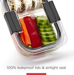 Rubbermaid Brilliance Meal Prep Containers, 2-Compartment Food Storage Containers, 2.85 Cup, 5-Pack, BPA-Free, Clear/Grey