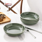 AmorArc 8.5'' Large Ceramic Pasta Bowls Set, 36oz Stoneware Bowls Set of 6 for Kitchen, Reavtive Glaze Bowls-Microwave,Dishwasher Safe-for Pasta,Salad,Oatmeal-Jade Green