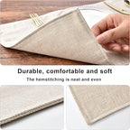 Cloth Placemats Set of 8 - Double Thickened Easy to Clean Linen Style Fabric Placemats - Machine Washable Placemats - Heat Resistant Non-Slip Table Mats (Light Linen, 8)