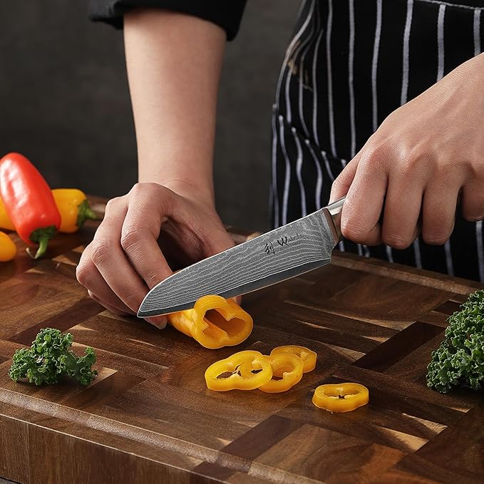 Wakoli EDIS Damascus 3-Piece Knife Set – Japanese Style Kitchen Knives | Genuine Damascus Steel Blades with VG10 Core | Ergonomic Pakkawood Handles | Professional Chef Knife Set in Wooden Gift Box