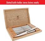 ZWILLING Contemporary Steak Knife Set of 8, Oval handle, Stainless Steel, with 12" x 10" case