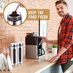 6 Pack Kitchen Canisters Set Airtight Coffee Sugar Tea Candy Storage Jars with Window Glass Stainless Steel Containers with Lids for Flour Cookies Spices Grains Kitchen Decorations (60 oz)