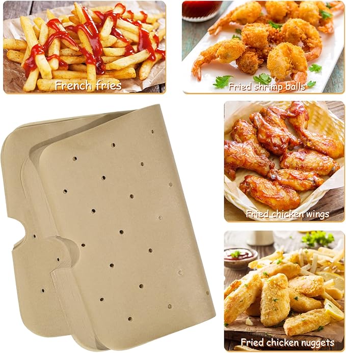 WMKGG Disposable Air Fryer Parchment Paper, 200 PCS Perforated Rectangular Air Fryer Liners for Ninja Foodi XL Smart FG551 6-in-1 Indoor Grill