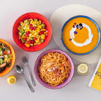 vancasso Bonita Pasta Bowls Set of 6, 50oz Large Salad Bowls for Kitchen, Corlorful Stoneware Serving Bowls Dishwasher & Microwave Safe