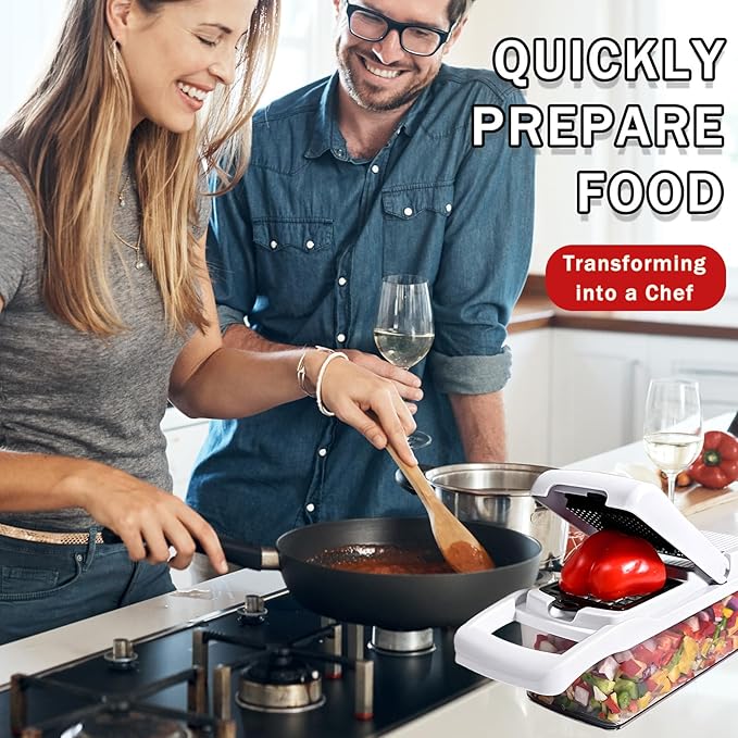25-in-1 Vegetable Chopper with 13 Blades - Mandoline Slicer -Food Chopper w/Container - Cheese Grater - Veggie Salad Onion Chopper - Kitchen Gadget - Home Essentials - Kitchen Accessories