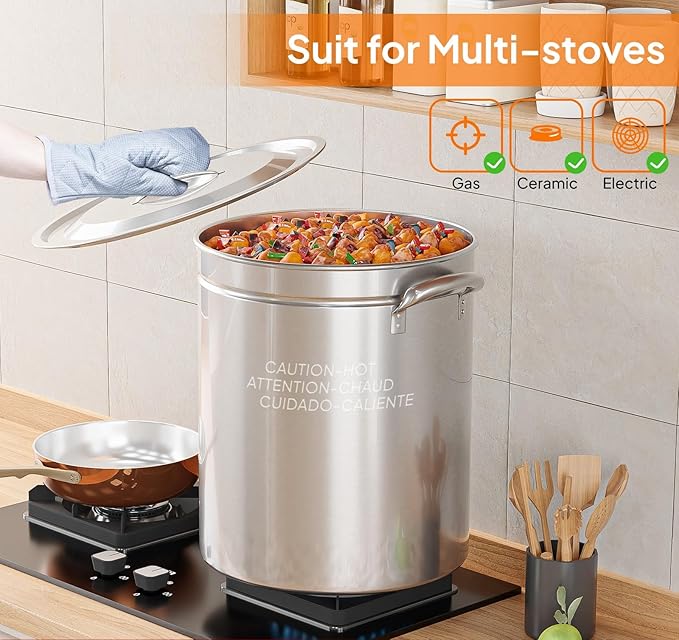 ROVSUN 62-Quart Stainless Steel Turkey Fryer & Seafood Boil Pot with Basket, Lid & Hook, Large Stock Pot for Outdoor Cooking of Turkey, Crawfish, Crab, Lobster & Shrimp