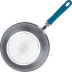 Rachael Ray Create Delicious Hard Anodized Nonstick Saute/All Purpose Pan with Lid, 3 Quart - Gray With Teal Handles