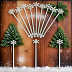 60 Pcs Snowflake Drink Stirrers Bulk, 5.9 Inch Wooden Cocktail Picks with 3 Unique Snowflake Designs, Bamboo Toothpicks for Appetizers, Coffee Bar, Beverages, Winter Christmas Party Supplies