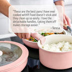 GreenLife 10 Piece Nonstick Pots & Pans Set, Detachable Handle & Stackable Cookware Set, Non Toxic PFAS-Free Skillets, Induction Kitchen Pans, Space Saving, Serving Bowls, Oven Safe, Light Pink