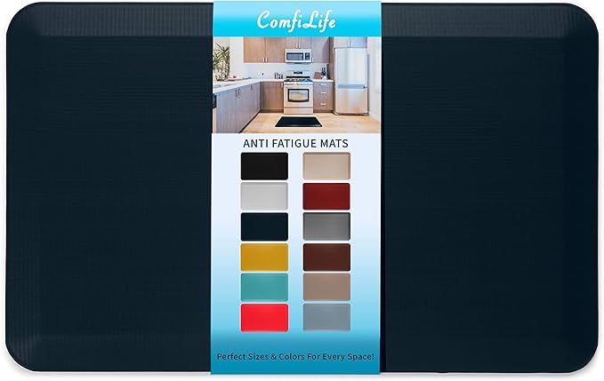 ComfiLife Anti Fatigue Floor Mat – 3/4 Inch Thick Kitchen Mats for Floor, Standing Desk Mat, Kitchen Rug – Comfort at Home, Office – Durable – Stain Resistant – Non-Slip Bottom (20" x 32", Navy)