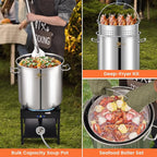 ARC 100QT Stainless Steel Seafood Boiling Kit, 200,000BTU Propane Burner for Outdoors Cooking, Large Stock pot w/Basket for Shrimp, Lobster, Crab Crawfish, Turkey Deep Fryer, Seafood Boil Pot 24GALLON