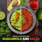 2 Sets Umien™ Granite Mortar and Pestle Set - 100% Granite - 3.5-Cups - 8-Inch – Avocado Tool Included – Natural Stone Molcajete for Spices, Pestos, & Guacamole (Grey) - Stone Grinder - Guacamole