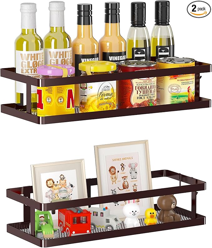 PUSDON Metal Wall Hanging Basket 2 Packs DIY Suitable for Multiple Scenes - Middle Bronze Guardrail