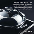 Circulon Clad Stainless Steel Induction Frying Pan and Wok Set with Hybrid SteelShield and Nonstick Technology, 4 Piece - Stainless Steel