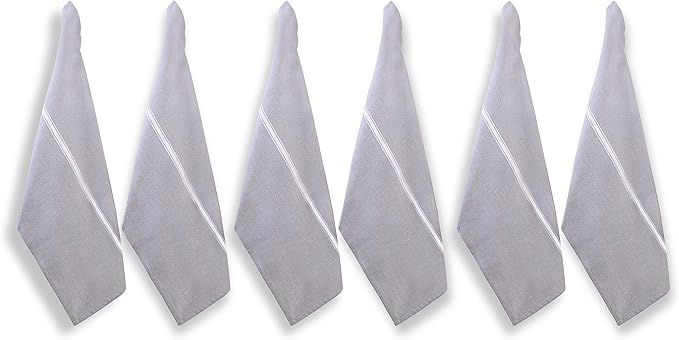 LANE LINEN 100% Cotton Kitchen Towels Set - 6 Pack Kitchen Dish Towels, Soft & Durable Size 14"x25", Good for Polishing Silverware, Cleaning Ceramic Countertops, Machine Washable - Grey Chambray