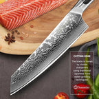 Sunnecko Gyuto Chef Knife 8 Inch, Damascus Kitchen Knife Japanese Chefs Knife Vg10 High Carbon Stainless Steel Kiritsuke Knife