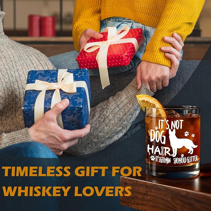 kunlisa German Shepherd Gifts Whiskey Glasses, Funny Dog Dad Mom Lovers Owners Gifts for Women Men, 10 oz Drinking Rocks Glasses for Women Men Whisky Cocktail Scotch Bourbon Liquor