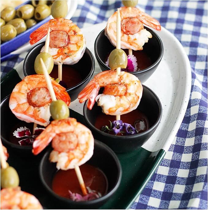 RoRo Handmade Matte Black Ceramic Conical Sauce Bowls - 3 Ounce, Set of 4, Elegant Artisan Crafted Dishes for Dips, Spices, and Condiments, Lead-Free and Cadmium-Free