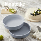 HONGBAKE 9 Inch Round Cake Pan Set of 2, Nonstick Ceramic Coating Cake Molds with Diamond Texture, Aluminized Steel Cake Pans Sets for Baking & Cheesecake, Heavy Duty & Non-Toxic (Gray, 2PCS)