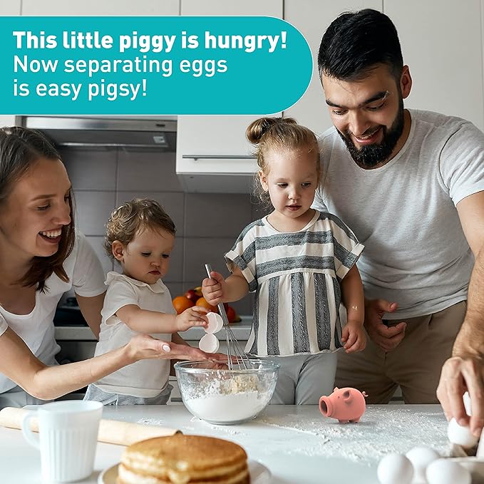 Peleg Design Egg Separator for Raw Eggs – Silicone Egg Yolk and White Separator, Funny Pig Design – Cute Kitchen Tool Gadget for Cooking/Baking