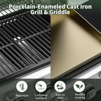 Brand-Man Griddle Grill Combo 6-Burner, 2 in 1 Versatile Propane Gas Grill and Griddle with Double Stainless Steel Lids, BBQ Combo for Outdoor Kitchen & Backyard Barbecue Cooking