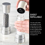 Cole & Mason Derwent Grinder Set - Precision Mechanisms and Sea Salt and Peppercorns - Derwent Salt and Pepper, Stainless Steel