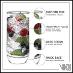 Vikko Drinking Glasses, 12 Oz Drinking Glasses Set of 12, Crystal Clear Glass Cups for Water or Juice, Highball Glass Tumbler & Water Glasses for Drinking…