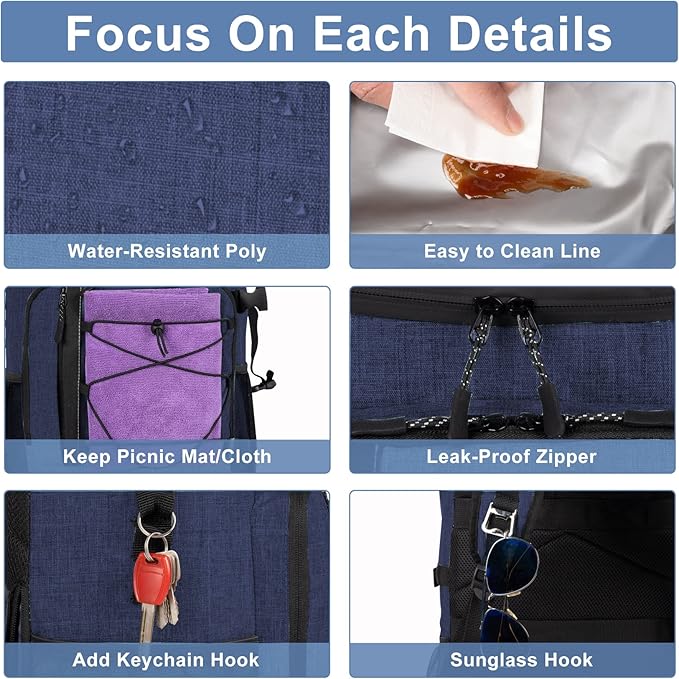 Backpack Coolers Insulated Leak Proof 30 Cans, Soft Sided Insulated Cooler Bags Ice Chest Backpack for Beach Travel Camping, with Reusable Ice Packs