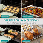 Navaris Quarter Sheet Baking Pan Breading Trays w Racks - Stainless Steel Baking Sheet with Wire Rack Insert for Oven Cooking - Cookie Bacon Tray - Set of 4 12.2X 9.4” (31x24cm)