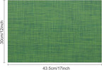 Myir JUN Placemats Set of 8, Vinyl Woven Placemats Place Mats Indoor Set of 8 Washable Table Mats Non-Slip Place mats for Dining Table (Dark Green, Set of 8)