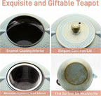 30.4oz Small Cast Iron Teapot, Tea Kettle for Stovetop Safe, Tea Pot with Stainless Steel Infuser for Loose Tea, Japanese Tetsubin Coated with Enameled Interior(900ml)
