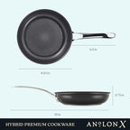 Anolon X Hybrid Nonstick Cookware Frying Pans/Skillet Set, Induction Suitable, 8 Inch, 10 Inch, and 12 Inch - Charcoal Gray