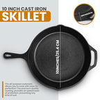 Utopia Kitchen Saute Fry Pan Pre-Seasoned Cast Iron Skillet With Lid, Frying Pan, Cast Iron Pan, Safe Grill Cookware for Indoor & Outdoor Use (1, Black, 10 Inch)
