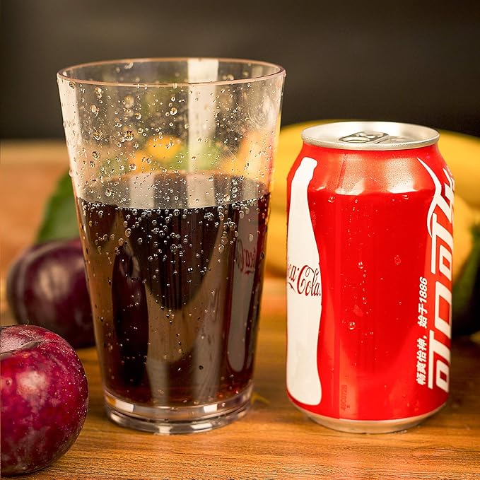 AOYITE 18-ounce Plastic Tumblers Water Juice Cups Dishwasher Safe BPA-free Clear Set of 6 Premium Quality Drinking Glasses