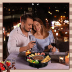 Lallisa Electric Fondue Pot Set, Chocolate Fondue Kit, Electric Fondue Maker, detachable Serving Trays with 4 Roasting Forks, gift Set for Date Night House Warming Melting Parties(Black)