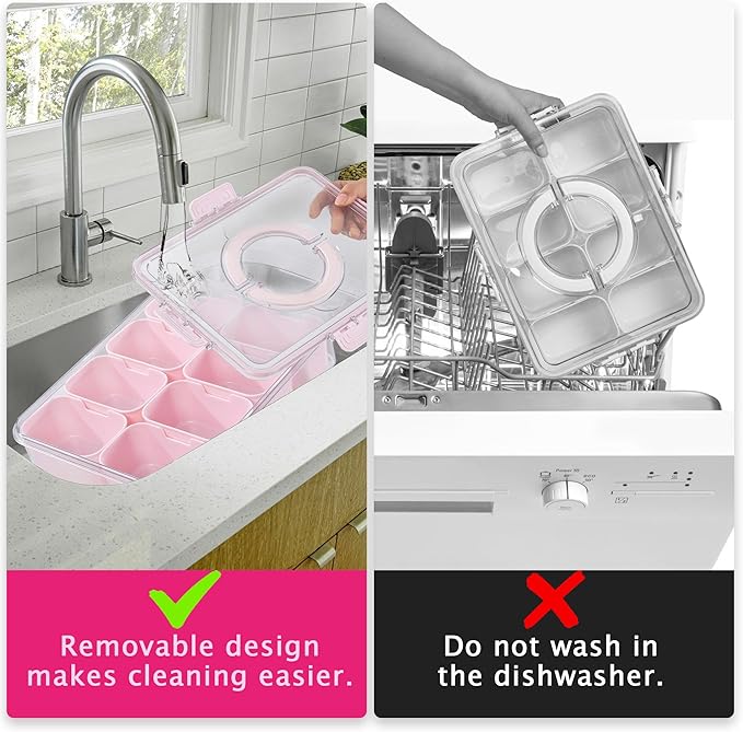 Divided Snack Serving Tray with Lid and Handle Travel Snackle Charcuterie Container Portable Storage Organizer for Candy, Fruits, Nuts, Snacks, Party, Picnic (1pack, Pink)