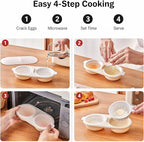 Li&Zhao Microwave Egg Poacher–4 Cavity Eggs Microwave Egg Cooker with Lid, Effortless to Cook and Clean, Perfect for Making Poached Eggs,Dishwasher Safe Double Layer Microwave Boiled Eggs