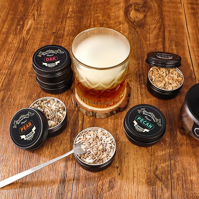 Electric Whiskey Smoker Kit with Torch, Best Whiskey Gifts for Men, 6 Wood Chips – Infuse Rich Smoky Flavors in Bourbon Old Fashioned & Cocktails, Birthday Gifts for Dad, Husband (Butane Not Included)