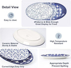 Selamica Serving Platters Ceramic, 12 Inch Serving Dishes for Party Entertaining, Oval Serving Plates for Sandwich, Appetizer, Fruit, Microwave Dishwasher Safe, Set of 4, Vintage Blue