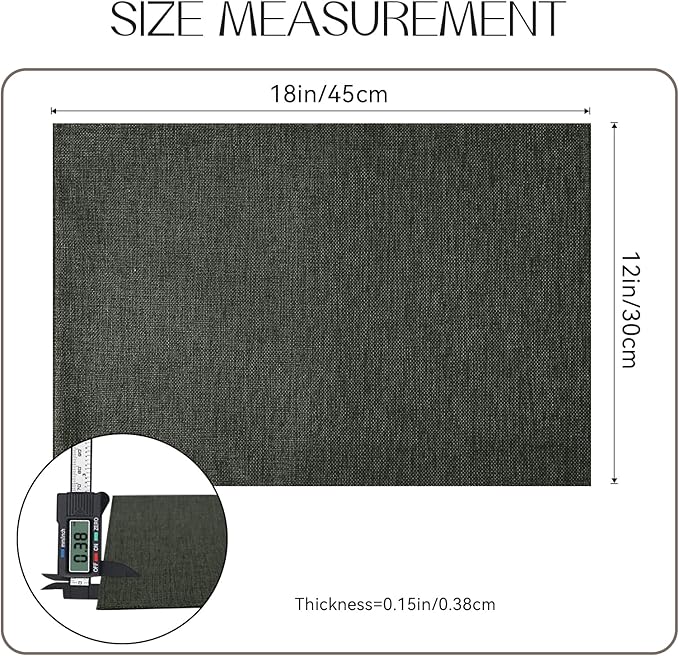 Romanstile Cloth Placemats Set of 6-12 x 18 Inch, Heat Resistant Double Layered Thickened Burlap Place Mats, Washable Faux Linen Farmhouse Table Mats for Kitchen/Dining/Party/Outdoor, Dark Grey