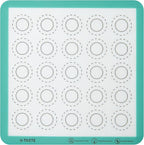 446ºF Heat Resistant Macaron Mat: U-Taste 11x11in Non Stick Silicone Baking Mat, Reusable Cookies Pastry Sheet Liner with Edge Enhancement & Circle Measurement for Square Cake Pan (Aqua Sky)