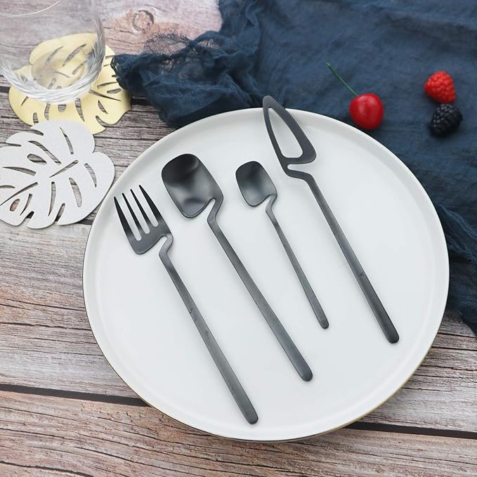 JASHII Mini Teaspoons Set Pack of 8 Stainless Steel Espresso Spoons for Coffee Sugar Dessert Cake Ice Cream Soup Antipasto Cappuccino, 5.3 Inch (Black)