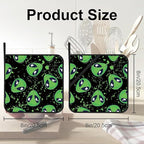Green Alien Pot Holders 2 PCS for Kitchen, Heat Resistant Hot Pads for Cooking Grilling Baking BBQ, Pot Holders for Women Cook Essentials Accessories Home Microwave