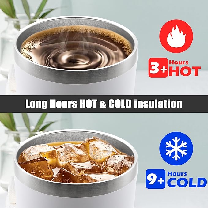 20 oz Tumbler Coffee Tavel Tumblers Bulk with Lid Stainless Steel Double Wall Vacuum Insulated Mug Powder Coated Cups fit Car Cupholder for Hot and Cold - White, 4Pack